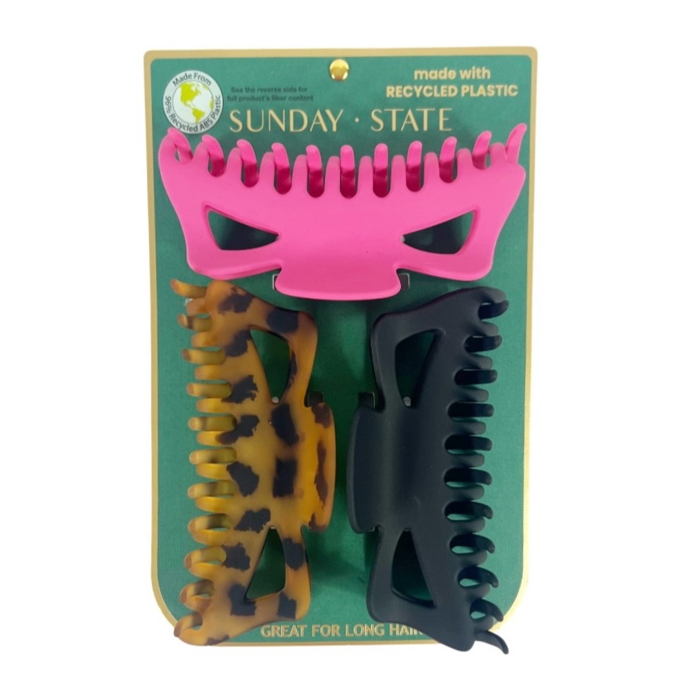 Sunday State 3 Pc 4” Hair Claw Set